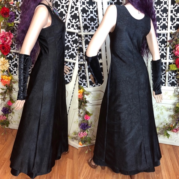 90s CYKXTEES Goth Morbid Thread Velvet Dress Tripp - Picture 2 of 7